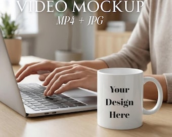 Easy Mug Mockup Video, Printify POD Print on Demand Video, Mockup for Ceramic Mug 11 , Coffee Cup Video 11 oz Mug Video