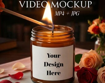 Valentine Candle Mockup, Video Candle Mockup, Custom Candle Mockup, POD Candle Video, Soy Candle Mockup, Video Candle Valentine