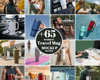 40 Unzen Tumbler Mockup Bundle-Set, alle Farben, Thermobecher (PNG)