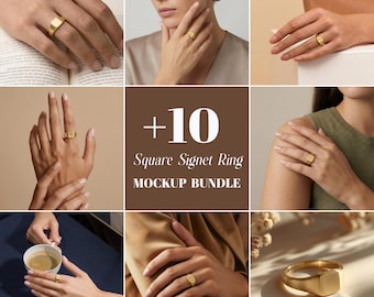 Square Signet Ring Mockup Bundle | Jewelry Branding (PNG Digital Download)