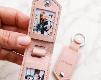 Photo Keychain | Vegan Leather Custom Keyring | 3rd Anniversary Gift Keyring