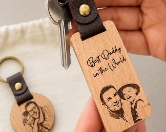Keyring for Dad | Engraved Keyring | Personalised Keyring | Photo Keyring | Father's Day Gift