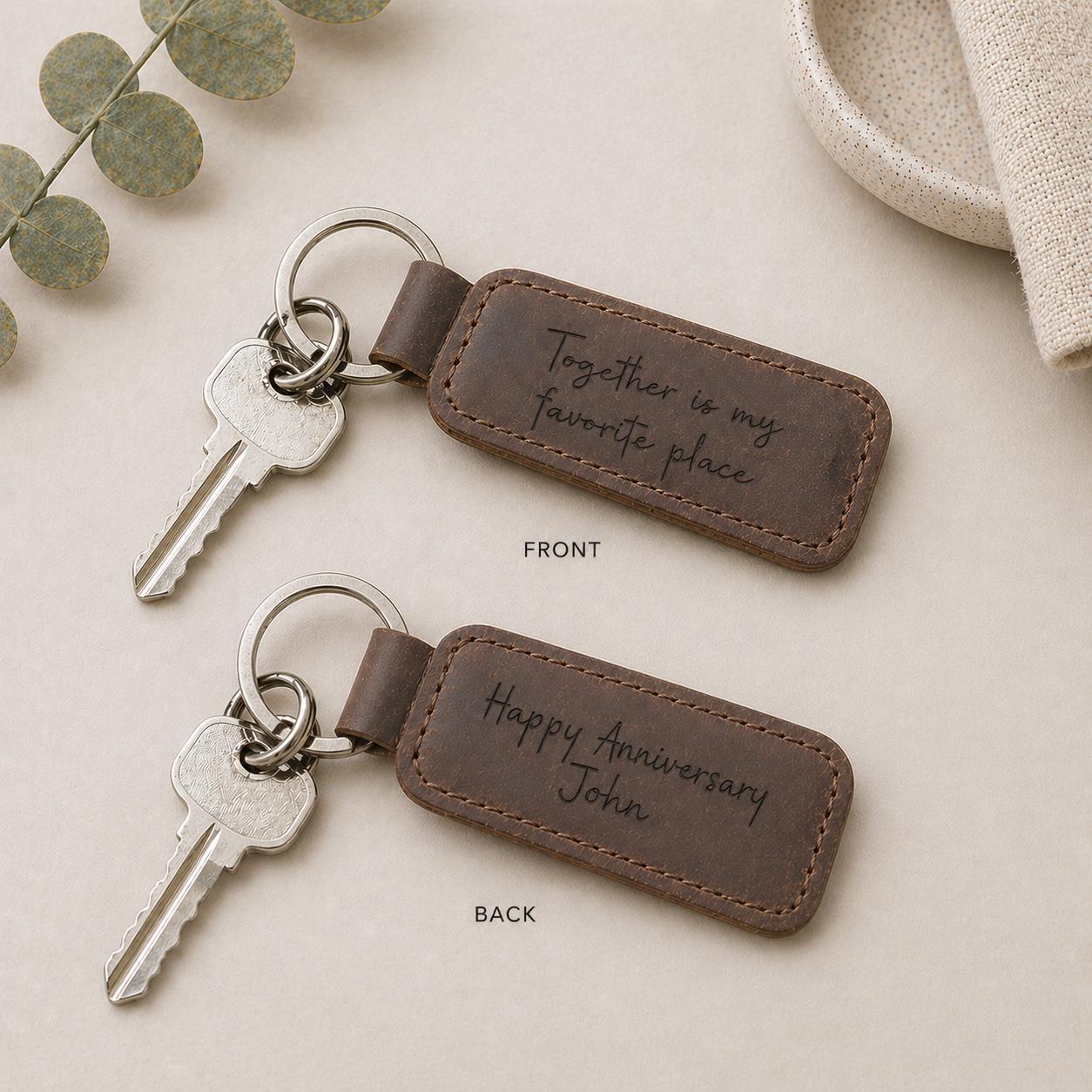 Key Ring Written Leather Keyring With Handwritten Message, Engraved Keychain, Groomsman ...