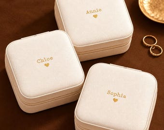 Travel Jewellery Box Bridesmaid Gift Personalised Name Monogram Storage Jewellery Organiser Compact Daughter Christmas Stocking Filler