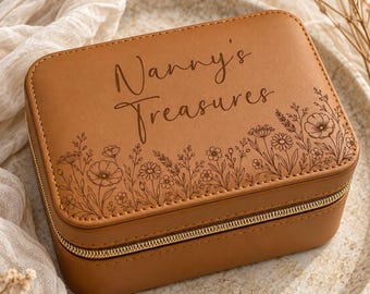 Personalised Jewellery Box Storage Organiser Custom Name Engraved Gift Birthday Daughter Nanny Present Travel Case Pink Keepsake