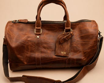 Leather Travel Bag | Duffle Bag | Mens Overnight Bag | Leather Weekend Bag | Leather Luggage Bag