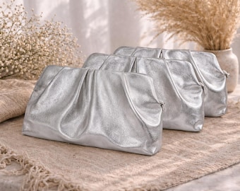 Silver Clutch Bag | Silver Evening Purse |Bridesmaid Purse | Metallic Handbag