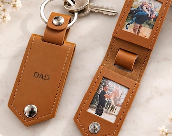 Personalised Photo Keyring Leather Accessory Fathers Day Gift Dad Birthday Present Husband Anniversary Keepsake  Picture Keychain Christmas
