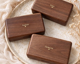 Wooden Jewellery Box Custom Name Engraved Storage Organiser Secret Santa Idea Friend Gift Keepsake Holder Ring Necklace Christmas Gift Wife