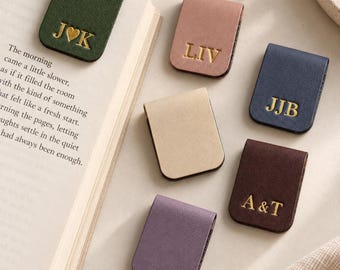 Magnetic Bookmark Personalized Custom Initials Leather Gift Book Lover Reader Club Friend Student Graduation Birthday