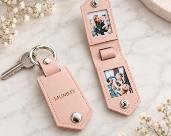 Personalised Photo Keychain Anniversary Gift Leather Keyring Memory Keepsake Fathers Day Photo Keyring Custom Picture Engraved Special Gift