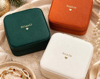 Travel Jewellery Box Bridesmaid Gift Personalised Name Monogram Storage Jewellery Organiser Compact Daughter Christmas Stocking Filler