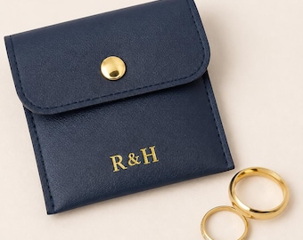 Groomsmen Gift, Personalised Faux Leather Pouch for Cufflinks and Rings