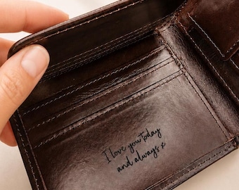 Genuine Leather Wallet | Brown Wallet | Anniversary Gift | Men's Wallet | Engraved Wallet | Gift for Dad