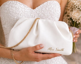 Handbag for Bride | Wedding Day Bag | Minimal Evening Purse | Wedding Accessories | White Clutch