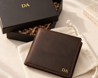 Genuine Leather Wallet | Groomsman Gift |Brown Leather Wallet | Engraved Wallet for Husband