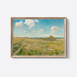 Printable Impressionist Landscape, The Old Road to the Sea by William Merritt Chase, Century Coastal Scene Vintage Wall Art Digital Download
