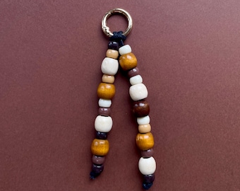 Natural Wooden Bead Bag Charm / Keychain