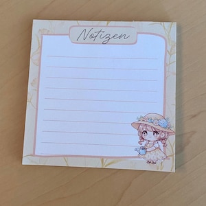 Kawaii Girl Notepad: Floral Design, 90gsm Paper (30/60/90 Sheets) image 2