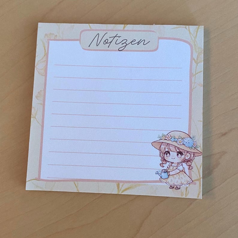 Kawaii Girl Notepad: Floral Design, 90gsm Paper (30/60/90 Sheets) image 2