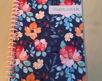 Tagesplaner Blumen | Daily Planner A5 Notizbuch | To-Do Liste & Wochenplaner | Essensplaner und Trink-Tracker | Geschenk für sie