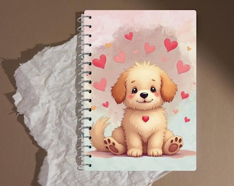 Personalisiertes A5 Notizbuch - Puppy Love Edition Design Nr. 3 - Hundefreund Geschenk