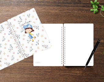 Personalisiertes A5 Notizbuch - Süßes Floral Mädchen Design Nr. 2 - Einzigartiges Geschenk