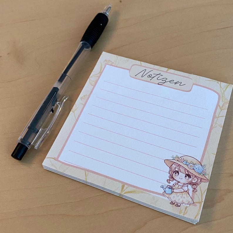 Kawaii Girl Notepad: Floral Design, 90gsm Paper (30/60/90 Sheets) image 3