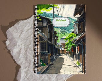 Japan Notizbuch A5/A6 – Japan Ästhetik Design Nr. 4 - Spiral Notizheft - Japanisches Geschenk