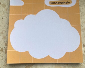 Sunshine Notepad: Yellow Cloud Memo Pad, Motivational Gift