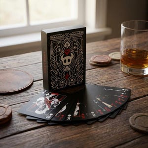 Handmade Hollow Knight Custom Playing Cards - 54 Poker Size Black & White Fan Art Deck, Gaming Anime Collectible, Hollow Knight Fan Gift image 3