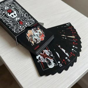 Handmade Hollow Knight Custom Playing Cards - 54 Poker Size Black & White Fan Art Deck, Gaming Anime Collectible, Hollow Knight Fan Gift image 2