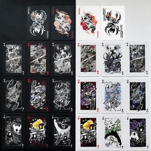 Handmade Hollow Knight Custom Playing Cards - 54 Poker Size Black & White Fan Art Deck, Gaming Anime Collectible, Hollow Knight Fan Gift image 6
