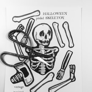 Digital Download Halloween Jointed Skeleton, Printable Skeleton, Retro Halloween, Vintage Halloween , To Cut Out