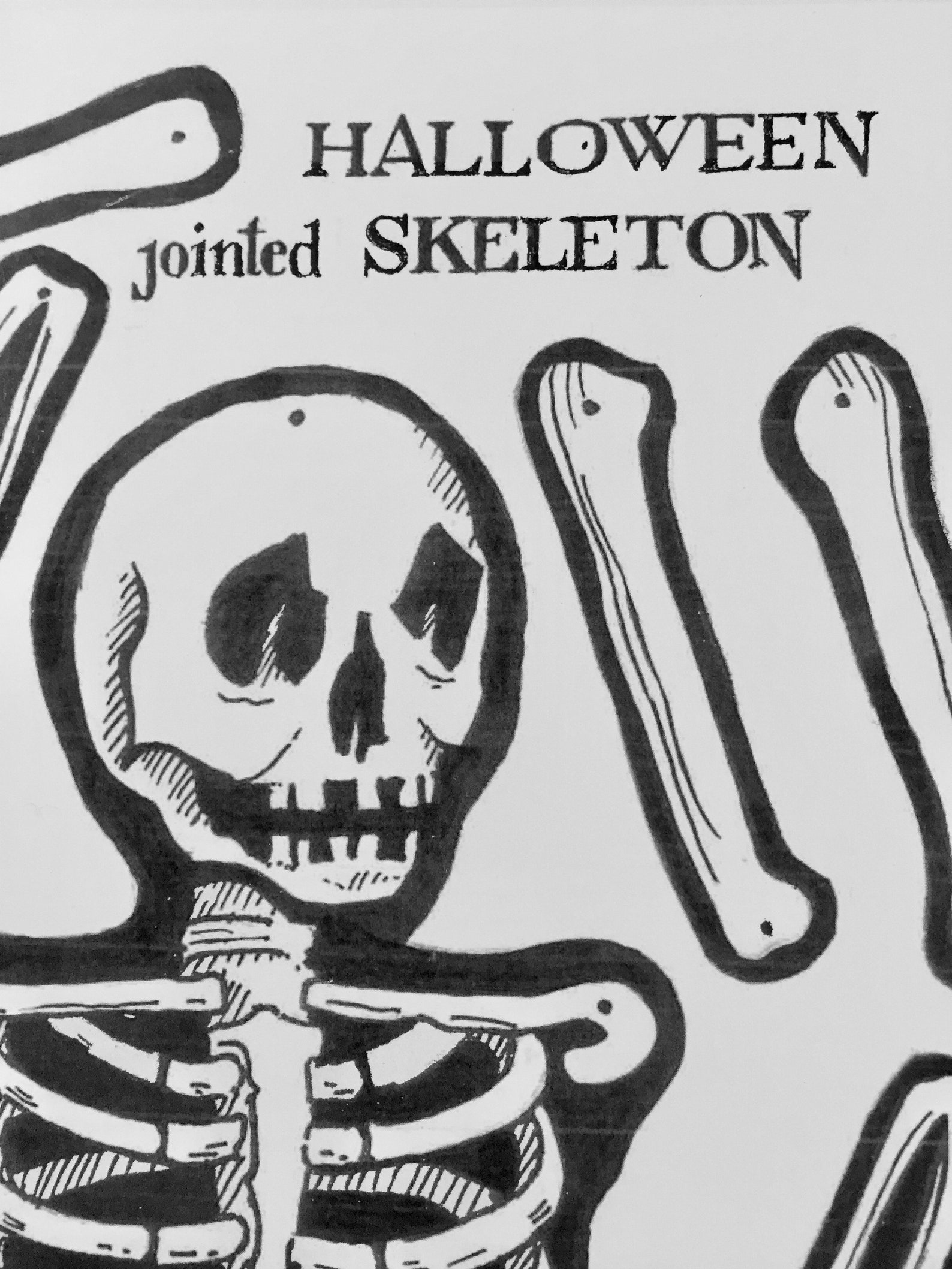 Digital Download Halloween Jointed Skeleton, Printable Skeleton, Retro ...