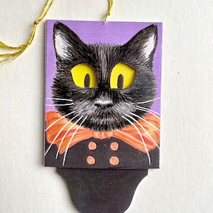 Digital Download Halloween Black Cat Paper Toy, Printable Decoration, Retro Halloween, Vintage Inspired, To Cut Out, DIY, Moveable Paper Toy
