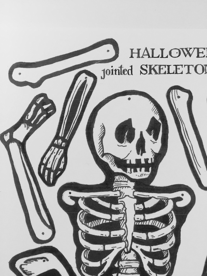Digital Download Halloween Jointed Skeleton, Printable Skeleton, Retro ...