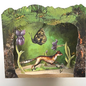 Download digitale Toy Theatre Diorama Foresta Volpe Carta Favola stampabile fai da te da ritagliare e realizzare da solo