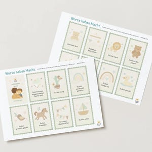 Las palabras tienen poder - Tarjetas de afirmación para niños, cristianas, pensamiento positivo, descarga instantánea