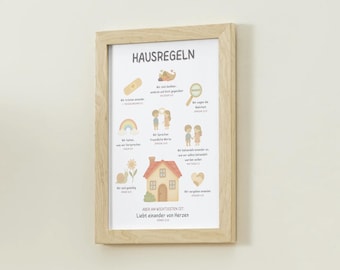 Christian House Rules - Family Rules, Children's Posters, Bible Verses, Family Posters, Instant Download