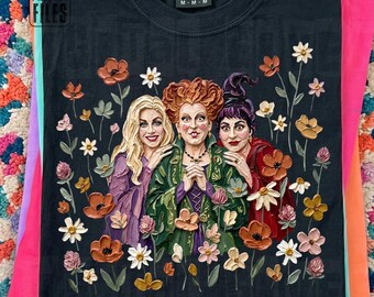 Sanderson Sisters Wildflower PNG, Floral Halloween Witch PNG, Spooky Season Sublimation, Cute Fall Witch Digital Download