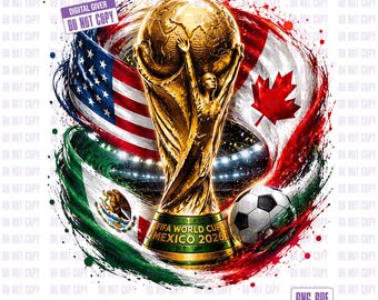 FIFA World Cup 2026 Shirt | Mexico USA Canada Soccer Graphic Tee | Gold Trophy Football Fan Gift | Sports Jersey Style PNG Design