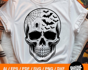 Skull Halloween SVG: Spooky Shirt Design for Cricut (Digital Download)