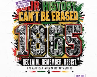 Our History Can’t Be Erased Png, Juneteenth Png, African American png, Juneteenth Shirt Design, Black History Afro Juneteenth Sublimation