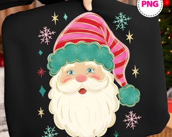 Whimsical Santa Claus PNG, Preppy Christmas Design (Digital Download)