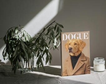 Golden Retriever Portrait Print: Funny Dog Fashion Wall Art (Digital Download)