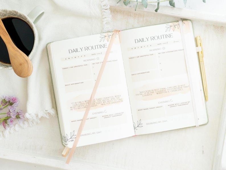 Linen Hardback Gratitude Journal: Daily Prompts & Habit Tracker - Etsy