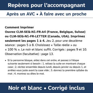 Exercices aphasie gros caractères, jours mois nombres, adultes après un AVC et seniors, séries automatiques niveau 1 image 4