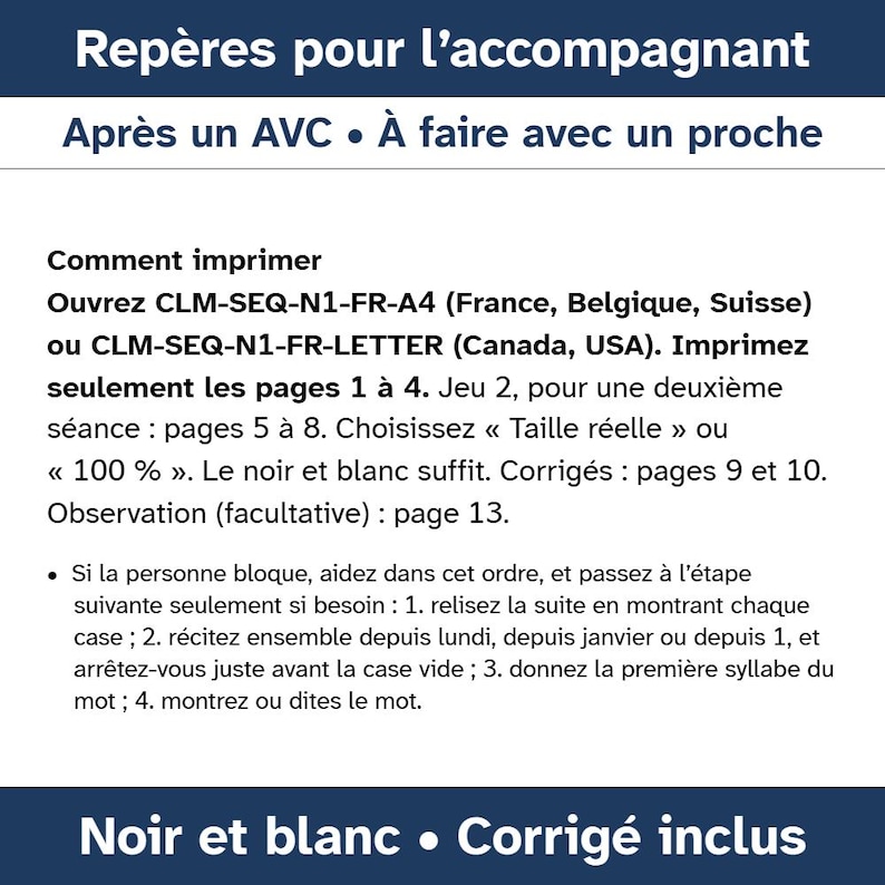 Exercices aphasie gros caractères, jours mois nombres, adultes après un AVC et seniors, séries automatiques niveau 1 image 4