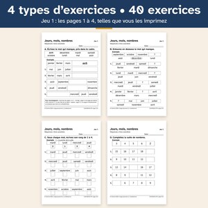 Exercices aphasie gros caractères, jours mois nombres, adultes après un AVC et seniors, séries automatiques niveau 1 image 3
